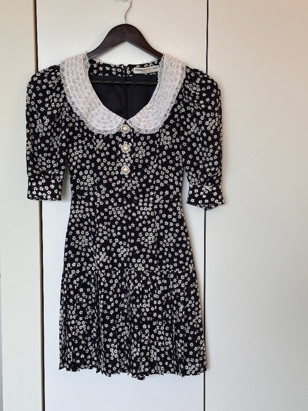 Alessandra Rich Navy/White Floral Print Silk Minidress (Pristine) - US Size 0